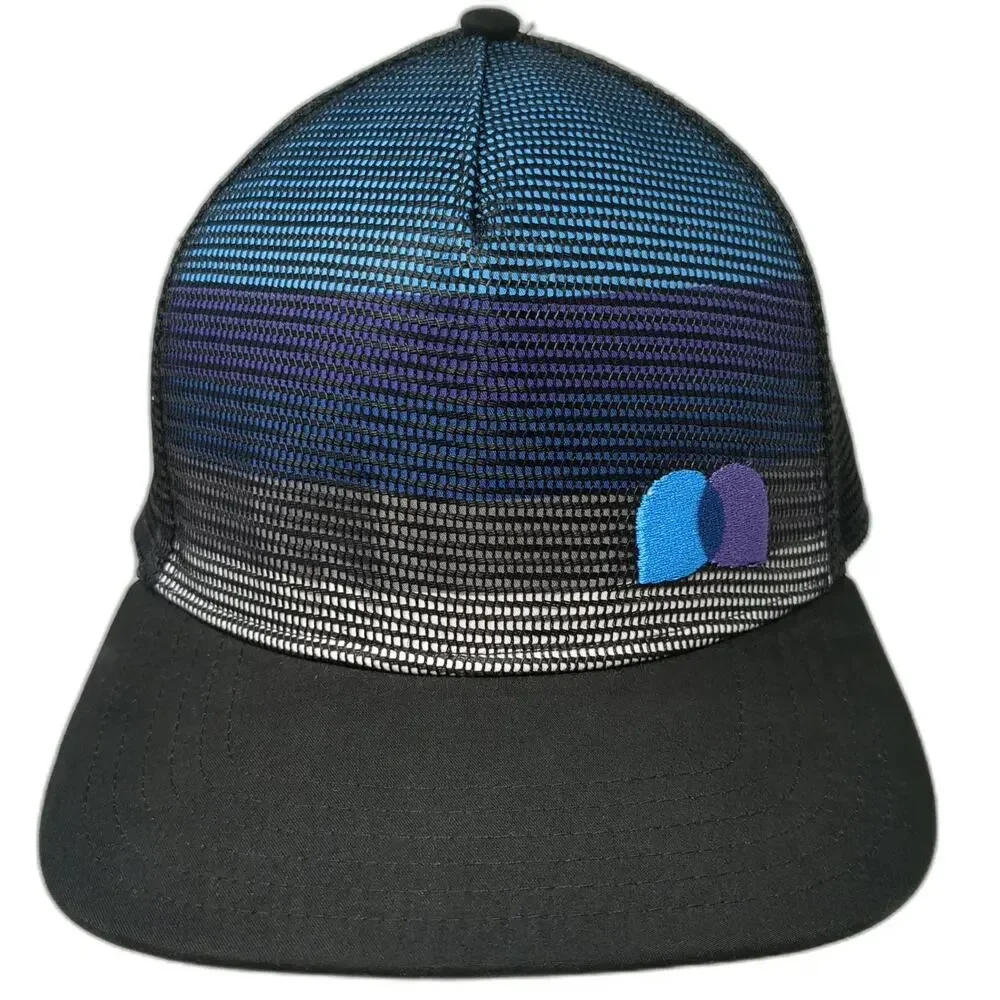 Outdoor Cap Trucker Hat Black One Size Gradient Mesh Snapback Flat Bill Hat